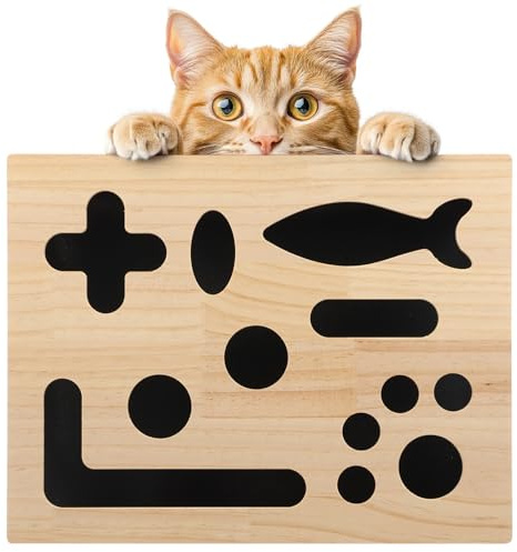 Juguete interactivo para gatos de madera con papel de lija, rompecabezas para arañar, rascador para gatos, caja para limas de uñas para gatos, juguete interactivo para gatos para interiores