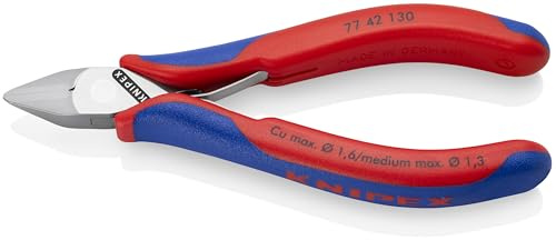 KNIPEX Elektronik-Seitenschneider, 77 42 130 | Mit durchgestecktem Gelenk mit Mehrkomponenten-Hüllen 130 mm