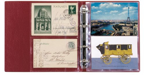 Postkarten-Album LOTOS, Weinrot, mit 50 Klarsichthüllen (Lindner 5800-W)