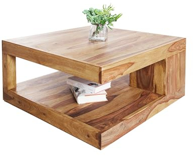 invicta INTERIOR Massiver Edelholz Couchtisch Giant Sheesham 80cm Stone Finish Tisch Beistelltisch