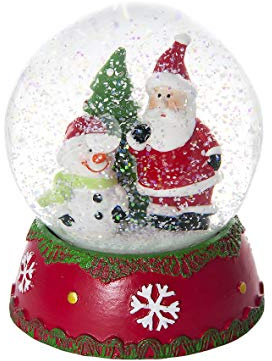 Weihnachten Schneekugel Spieluhr mit Weihnachtsmann und Schneemann