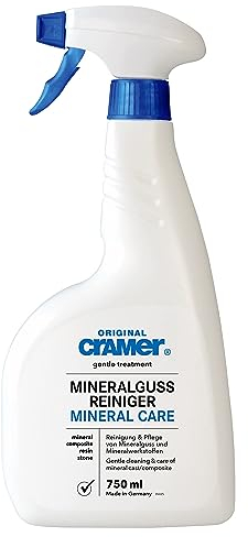 Cramer Mineralguss Badreiniger 750 ml gegen Kalk und Schmutz, Spezialreiniger für glänzende & matte Kunststein-Oberflächen, Mineralguss/Mineralmarmor, Mineralwerkstoff Waschbecken, Badewannen