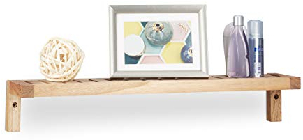 relaxdays Estante de Pared, Flotante, Mueble de Madera, Baño & Cocina, Multiusos, 10 x 60 x 12,5 cm, 1 Ud., Marrón