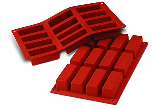 Special Ingredients Silicone 12 Rectangle Mould - Total Width 170mm. Total Length 295mm. This Mould has 12 Cavities Each Measuring 79mm x 29mm and has a Depth of 30mm.