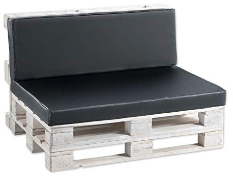 Gutekissen® Palettenkissen Palettenauflagen PF (Rückenlehne 120x40 glatt, Kunstleder Schwarz)