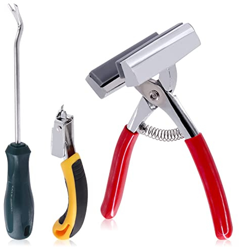 Mardatt Lot de 3 pinces robustes pour tendeur de toile, extracteur d'agrafes et extracteur de punaises, pinces d'étirement de toile en alliage d'aluminium avec poignée en caoutchouc à ressort pour