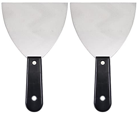 sourcing map Raspador 5 Espátula Yeso Paneles Reparación Esparcidor Inoxidable Acero Cuchilla Negro Mango 2uds