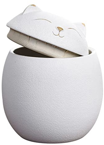 TOPBATHY Boîte à Thé Céramique à Motif Chat Pot à Thé Décoratif Boîte De Rangement Parfumé