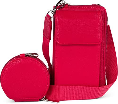 styleBREAKER Damen Mini Umhängetasche 2-Teilig RFID | 10,5x19x4,5 cm Maß, 8 Kartenplätze, 3 Scheinfächer, Münz-Zipper, abnehmbare Geldbörse (9,5x9 cm), 80-127 cm Gurt, Druckknopf.