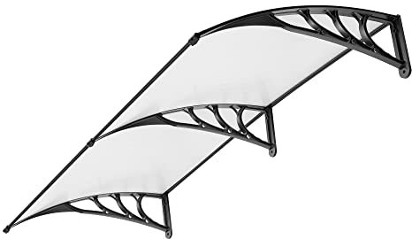 VIVOHOME Marquise de Porte et Fenêtres 200x100cm Polycarbonate Transparent Arc Pente Protection Contre Pluie et UV pour Terrasse Balcon Patio