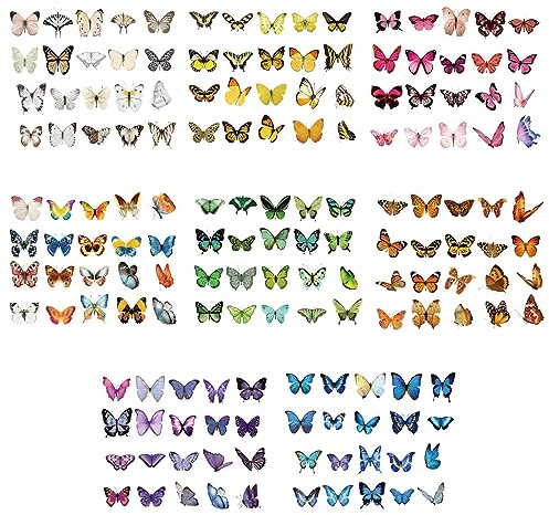 UTMACH 320 Pezzi Adesivi Farfalla per Scrapbooking Farfalle Trasparenti Stickers Adesivi Decorativi Farfalle Colorate Vintage Autoadesivi Stickers Scrapbook per Fai da te Album Diario Computer