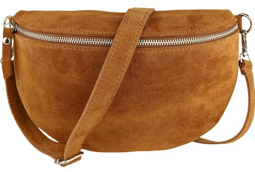 MIRROSI® Bauchtasche Damen, Made in Italy, Echtleder Umhängetasche Echtes Leder, Brusttasche, Crossbody Bag aus Echtem Leder, in 3 Größen erhältlich