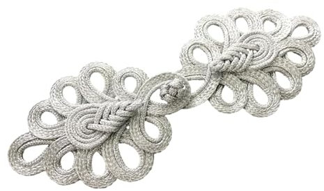 Generic 1 Paar Chinesische Knoten Frosch Knopfverschlüsse Zum Nähen von Pullovern, Umhängen, Mänteln, Schals, Strickjacken Und Kostümen, Anzügen, C, Silber