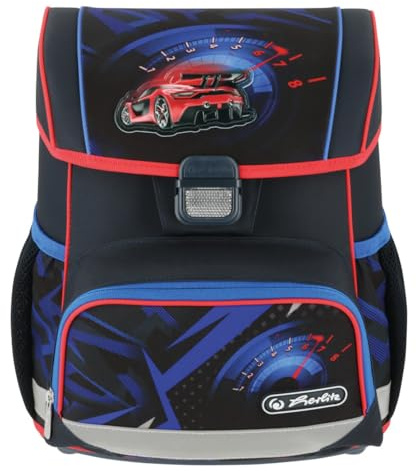 Herlitz Loop High Speed Schulranzen, Rucksack für Kinder, Schulrucksack 17L, Kinderrucksack, Leicht Schultasche für Jungen, Reflexmaterial, Schnallenverschluss, Ergonomische Form, Schwarz