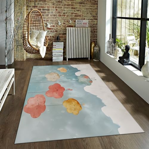 Cartoon-Stil Teppich niedliche farbige Wolkenbereich Teppiche für Schlafzimmer Eingang maschinenwaschbare große Teppich Zimmerdekor für Kinder Zimmer Kinderzimmer Kinderzimmer Dekor 180x240cm