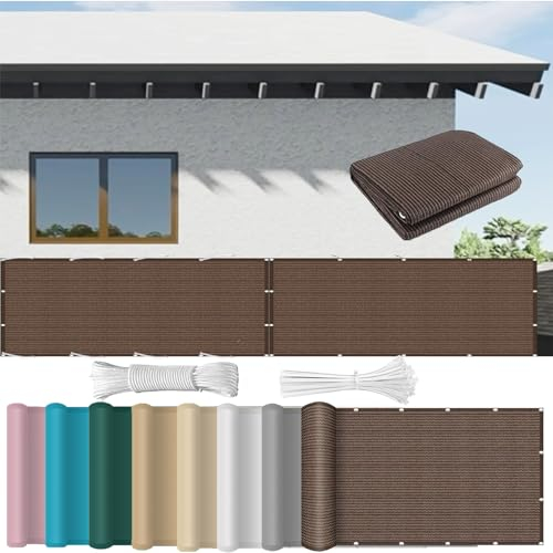 Balkon Sichtschutz Balkon 140 x 250 cm Windschutz Staubschutz Wetterfest Balkonverkleidung, Beständig Reißfest Windfest Balkonabdeckung mit Ösen Kabelbinder für Zaun, Braun