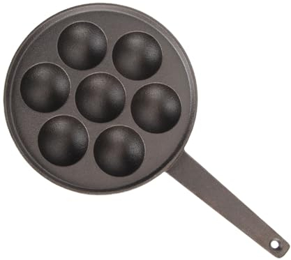 NDNCZDHC Gusseisen-Takoyaki-Pfanne, 7-Loch-Hochleistungs-Antihaft-Gusseisen-Kochgeschirr für Mini-Pfannkuchen, Cake-Pop-Pfanne, kein Öl erforderlich, Takoyaki-Maker-Pfanne