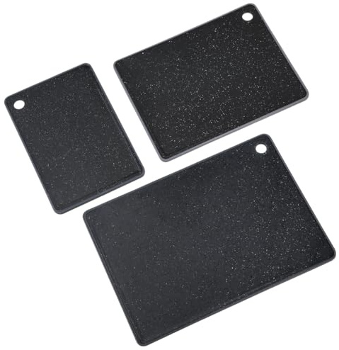KESPER | 3er Set Schneidebrett, Material: Kunststoff PP, Maße: 36 x 26 x 0,9 cm, Farbe: Schwarz, Grau | 30940