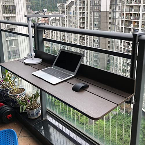 Balkon-Bartisch für Geländer, Outdoor-Beistelltische, hängender verstellbarer Decktisch für Terrasse, Garten, klappbarer Balkontisch mit 1,5 cm Holzimitat
