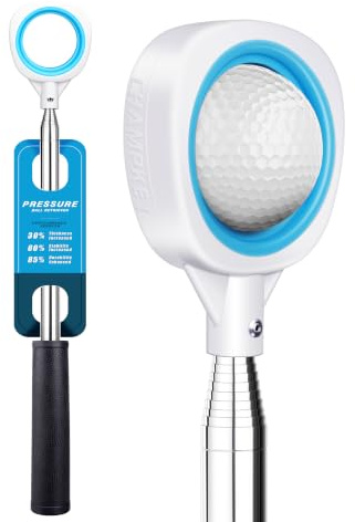 CHAMPKEY Golf Ball Retriever Double-Sided - Durable Stainless Steel Shaft with Non-Slip Grip | Golf Accessory for Water Hazards & Course Rough | Select from 9Ft/12Ft/14.5Ft/16.3Ft Lengths