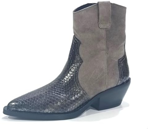 Botín Cowboy de Piel grabada y Ante, con tacón Cubano - 52547116 para: Mujer Color: Antracita Talla: 39