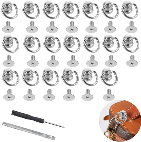 RXKFIGX Rivets Rotatifs D Anneau Boucle Tête Boutons Avec Anneau Métal Tête Ronde Chicago Stud Vis PièCe Bouton Rond De Rivet rivet avec anneau Lot de 24 Rivets à Vis, Rivet de Bouton