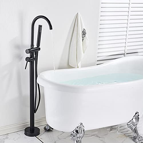 XFZJCHAP Ensemble de robinets de Baignoire Blanc/Noir, mitigeur de Bain sur Pied, Robinet de Baignoire de Douche à Deux poignées pour robinets de Salle de Bains, Noir Mat B