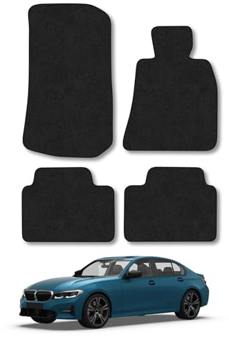 BMW 3 Series (2019+) G20 & G21 Car Mats Accessories Tailored Fit Carpet Floor Mats Non Slip Black Trim Full Coverage Compatible Accessory Front Rear Set Anti Slip Granulated Backing Hand-Finished