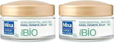 Mixa BIO - Soin Biovital Crème Anti-Âge Jour - Rides, Fermeté, Eclat - Peaux Matures - 50 ml (Lot de 2)