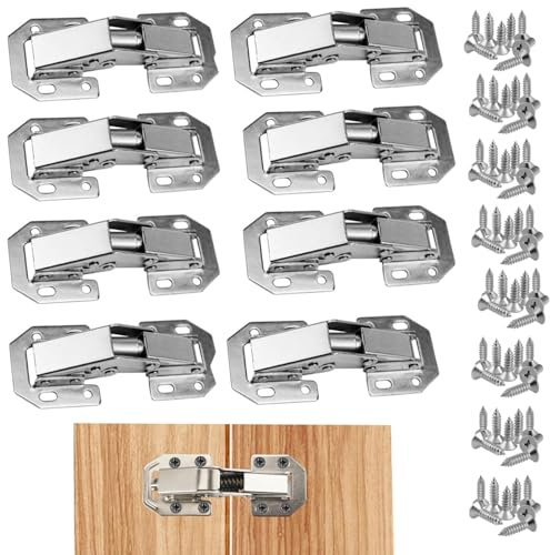 BOBOZHONG Cerniera per Ante,8 Pezzi Cerniera Senza Foro Incasso con Fissaggio a Viti 90 Gradi Soft Close Cerniere,per Mobili per Porte Armadi Cucina,Cerniere de Mobile da Bagno,77 X 33 mm