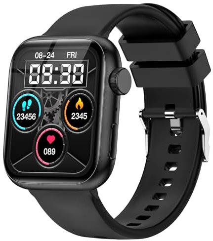 zaisia Smartwatch Uomo Donna, 1,85'' Orologio Fitness con Sonno Cardiofrequenzimetro, Smart Watch con Funzione di Notifica dei Messaggi e Chiamata, IP68 Impermeabile Tracker Fitness per Android iOS