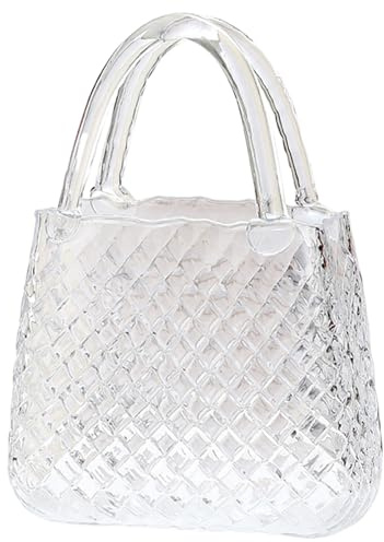 Glass Purse Vase Clear Purse Vase for Flowers 11.4x8.1x3.5'' Glass Handbag Decorative Flower for Centerpieces Wedding Table Decorations Transparent