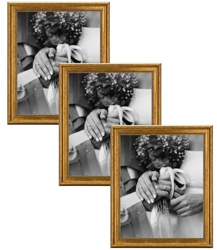 CABBEL Fotoram 40 x 50 cm guld – set med 3 – vintage barockram i antik stil för affischer, foton och certifikat – med okrossbart akrylglas – elegant och dekorativ