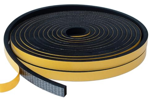 Dichtungsband Türdichtung Selbstklebend, Fensterdichtung Siegel Streifen 10mm(B) x 6mm(D) Türdichtung Gummi Schaum Siegel Anti-Kollision Streifen Schalldämmung Gesamtlänge 10M lang Schwarz