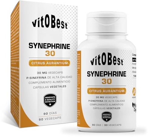 VITOBEST | Control de peso Synephrine 30 | Contribuye a estimular el metabolismo y a aumentar el gasto calórico | Extracto 100% natural Apto para personas celíacas | 90 VegeCaps