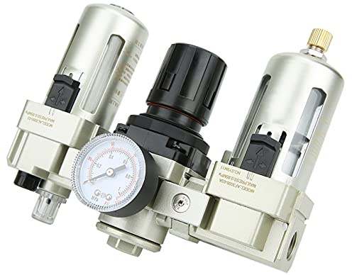 CHICIRIS Separador de Agua de Aceite Filtro de Triple y Eficiente para Separación de Líquido de Gas con Dispositivo de Medición de Presión para Compresor de Aire que Contienen Líquidos Industriales