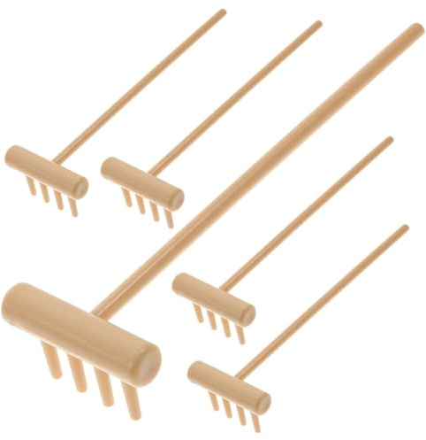JOINPAYA Lot De 6 Mini Râteaux Zen pour Bac à Sable, Râteaux Décoratifs Jaunes 4 Pieds, Outils De Contemplation Et Dessin pour Table Zen, Accessoires Légers Et Maniables