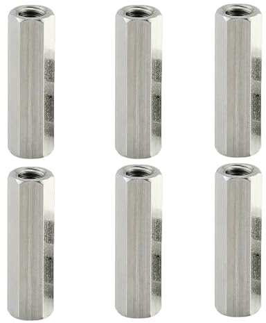 6 Stück Langmutter Gewindestangen,Einschraubmutter,Gewindemuffen Verzinkt Stahl Sechskant,Verbindungsmuttern,Langen Sechskantmuttern,Hülsenmutter,für Bürogeräte (6, M6*20mm)