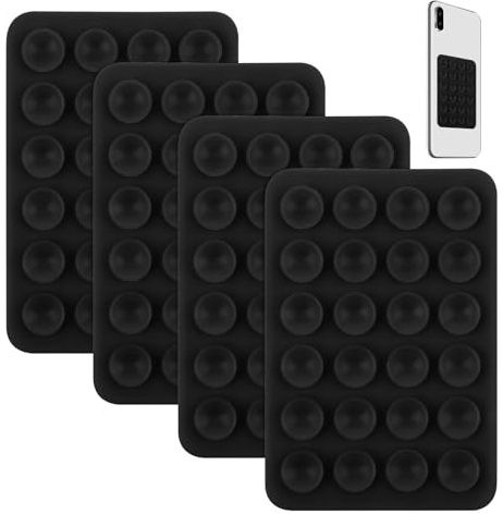 4PCS Silicone Suction Phone Holder, Hands-Free Sticky Phone Grip, Antislip Grip for Selfies, Black