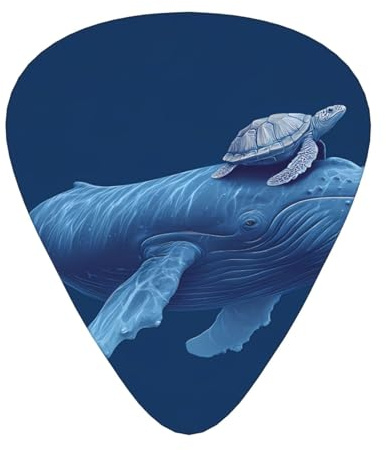 LLKGOT Schildkröte auf einem Wal Picture Guitar Plektrum 12 Stück mit drei Stärken Plektrum Kombinationen geeignet für Bass und Ukulele