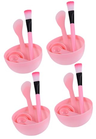 FIXOSHEE Gesichtsmaskenspatel 4 Stück Kosmetisches Werkzeugset mit Schüssel und Bürste für Gesichtsreinigung und Maskenapplikation Rosa für Selbstgemacht Hautpflege