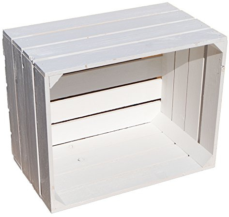 Caja de madera maciza, color blanco
