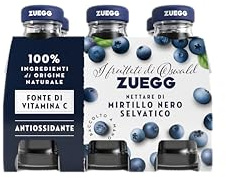 Zuegg Succo di Frutta Nettare di Mirtillo Nero in Bottiglia di Vetro (125Ml), Linea Benessere - Fonte di Vitamina C, Frutta 40% Minimo (1 confezione da 6x125Ml)