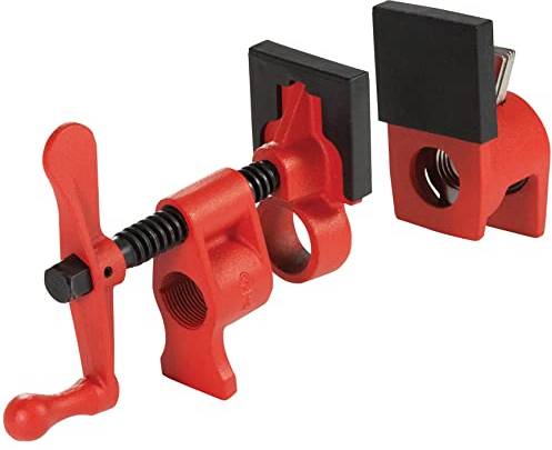 BESSEY PC34-2 3/4 in. Pipe Clamp Traditional Style High and Wide Base, Red