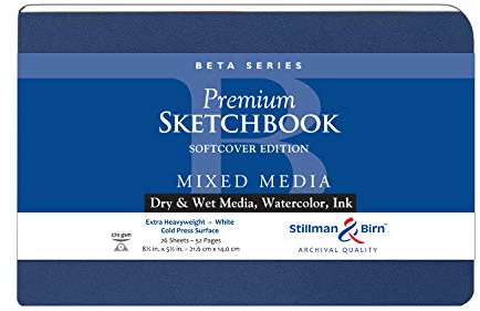 Stillman & Birn Beta-serien softcover skissbok, 21,5 cm x 14 cm, 270 GSM (Extra tungvikt), vitt papper, kallpressyta
