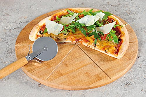 Kesper Assiette à pizza en bambou certifié FSC, 32 cm, Bois, Lot de 5