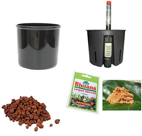 Set´s für Hydropflanzen Set5 Blumentopf Corona 15/12 schwarz Ø 17.0cm H 13.5cm +KT+WA+BT+HD50