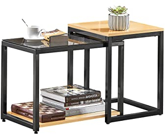 SoBuy FBT35-SCH 2er Set Couchtisch Satztische Beistelltisch Sofatisch Kaffeetisch