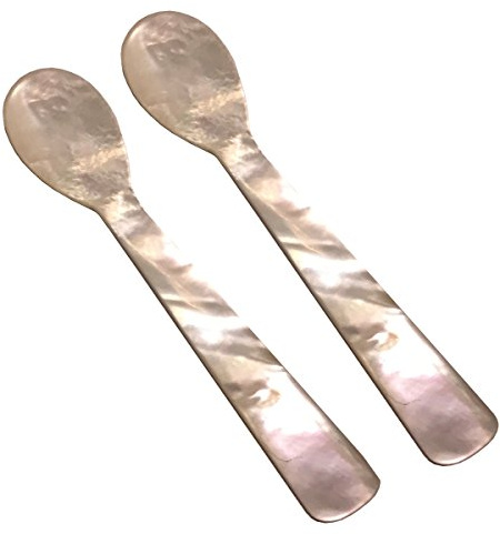 Pärlskål kaviarsked äggsked L 10 cm 2 set av pärlmutt. Högklassig och stabil produkt premium