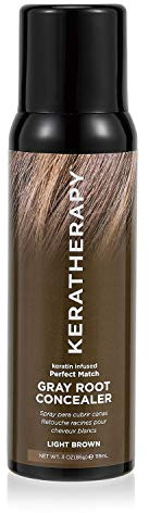 Keratherapy Keratin Infused Perfect Match Gray Root Concealer Spray, Light Brown, 3 oz, 118ml - Root Cover Up Spray to Hide Gray Roots - Keratin Therapy Hair Darkening & Temporary Scalp Concealer